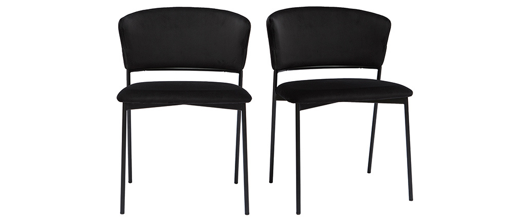 Set de 2 sillas de terciopelo y metal negros FELIZ